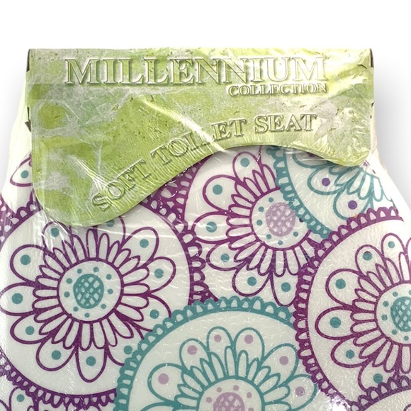 Decorative Toilet Seat Dream Wheels White Purple Teal Geometrical Floral - Picture 7 of 15